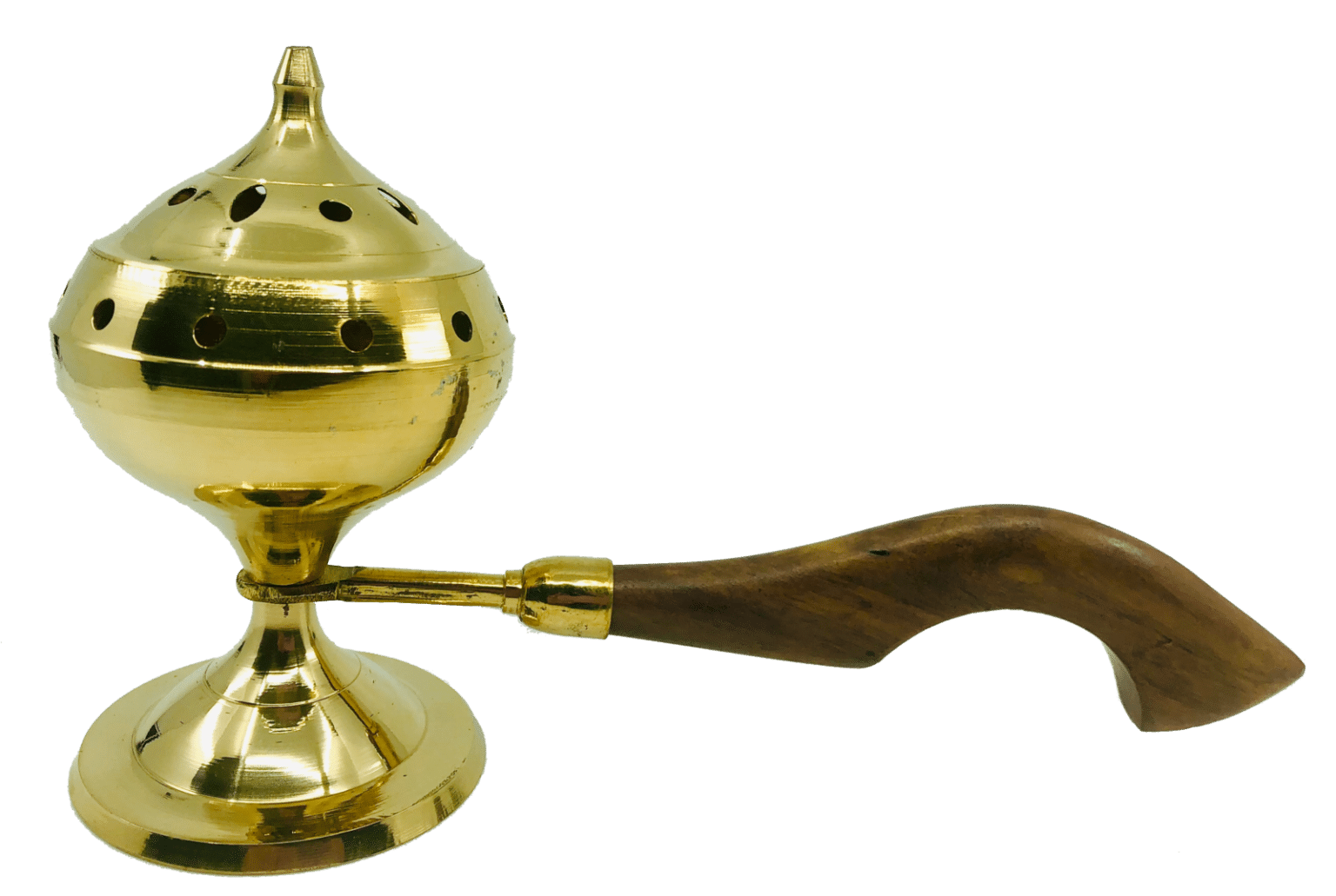 Brass Incense Censer on Stand Wooden Handle Druid Alchemy