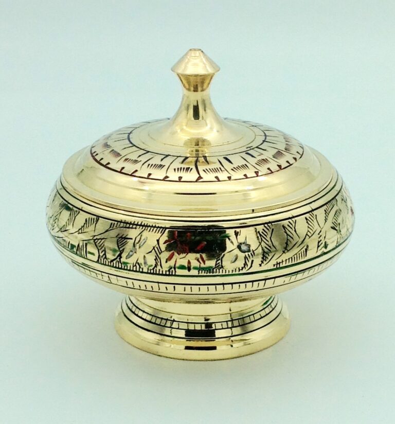 Brass Engraved Charcoal Incense Burner Censer with Lid Druid Alchemy