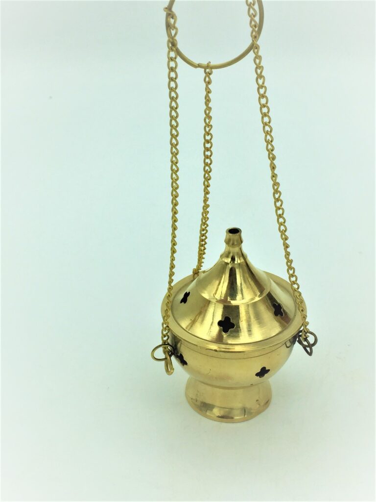 Small Brass Hanging Incense Censer Druid Alchemy