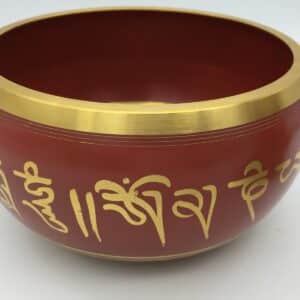 Tibetan Singing Bowl 10cm Hand Painted Red with Wooden Striker