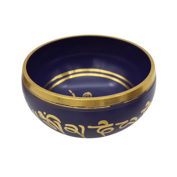 Tibetan Singing Bowl 12cm Hand Painted Purple with Wooden Striker