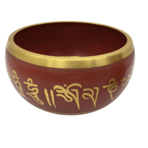 Tibetan Singing Bowl 12cm Hand Painted Red with Wooden Striker