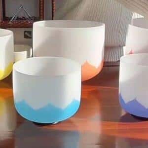 Coloured Lotus Crystal Singing Bowl Set - 432Hz Tuned Perfect Pitch - 7 Large Bowls 15cm-30cm